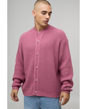 Oversized Fisherman Rib Knitted Button Up Cardigan