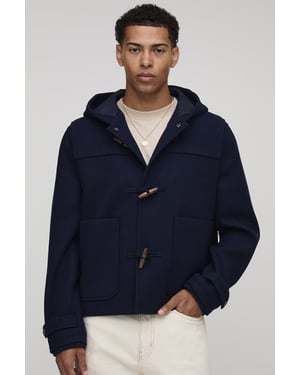 Oversized Boxy Fit Melton Toggle Hooded Duffle Coat