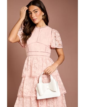 Bridal Olivia Satin Bow Detail Grab Bag With Crossbody Strap