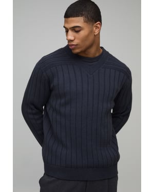 Regular Fit Ribbed V Neck Knitted Jumper
