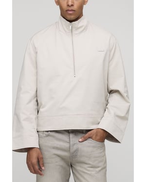 Oversized Boxy Fit Quarter Zip Collared Mac