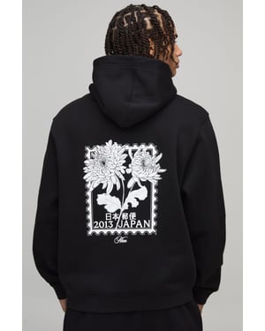 Relaxed Floral Japan Print Hoodie