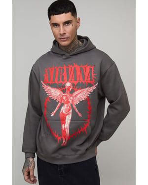 Tall Oversized Nirvana License Printed Hoodie