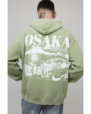 Tall Oversized Osaka Washed Printed Hoodie