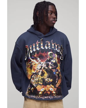 Oversized Boxy Outlaws Large Scale Graphic Hoodie