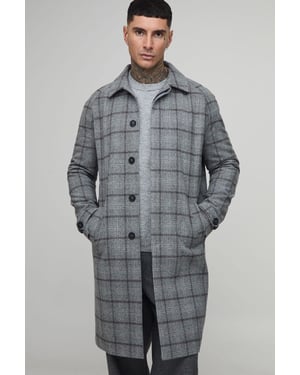 Tall Regular Fit Raglan Single Breasted Check Collar Buckle Car Coat