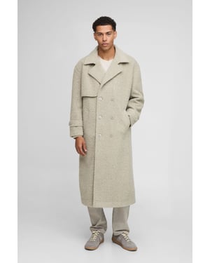Oversized Fit Double Breasted Longline Boucle Overcoat