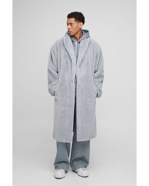 Oversized Plush Faux Fur Shawl Overcoat