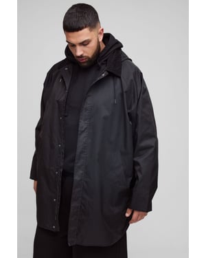 Plus Oversized Cord Collar Hooded Parka Jacket