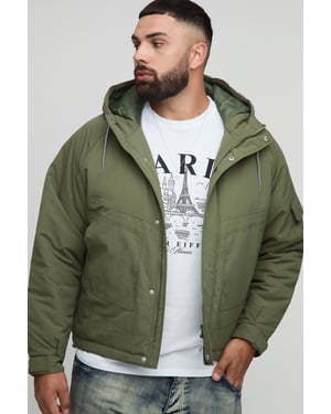 Plus Regular Fit Seam Detail Hooded Parka