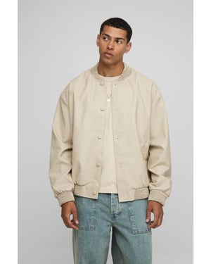 Oversized Fit Soft PU Bomber Jacket