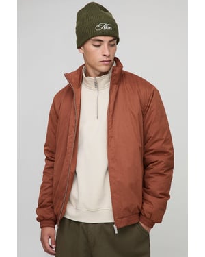 Regular Fit Funnel Neck Nylon Mono Padded Bomber Jacket