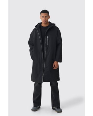 Oversized Padded Tech Longline Mac In Black