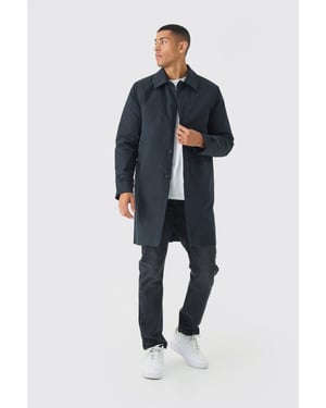 Quilted Padded Longline Mac Jacket In Black