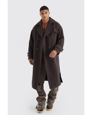 Double Breasted Trench Overcoat in Chocolate