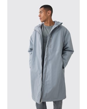 Oversized Padded Tech Longline Mac In Grey