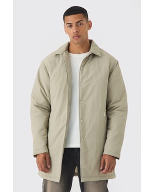Man Tab Crinkle Longline Mac Jacket In Sand