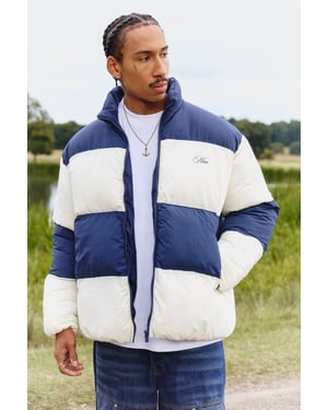Oversized Colour Block Panelled Puffer Jacket