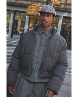 Boxy Fit Woven Padded Funnel Neck Puffer Jacket