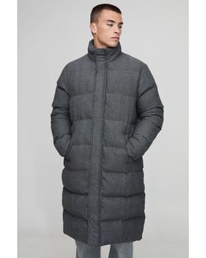 Regular Fit Check Longline Puffer Jacket