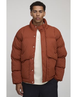 Oversized Fit Textured Funnel Neck Puffer Jacket