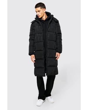 Longline Duvet Puffer in Black