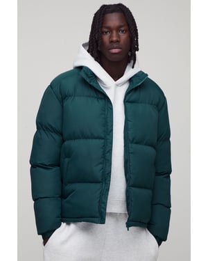 Regular Fit Funnel Neck Puffer Jacket in Khaki