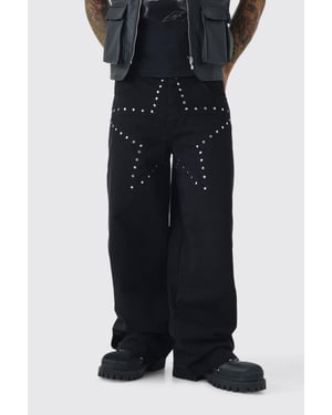 Baggy Fit Rigid Star Studded Jeans