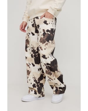 Baggy Fit Cow Print Denim Jeans