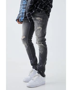 Skinny Stretch Bleached Ripped Knee Jeans
