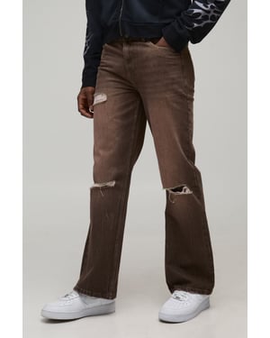 Straight Flared Knee Ripped Washed Denim Jeans