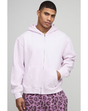 Oversized Boxy Washed Zip Through Hoodie