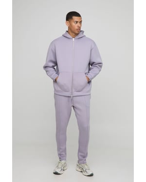 Oversized Zip Through Bonded Scuba Hoodie