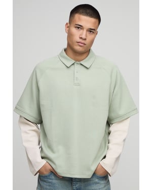 Oversized Premium Interlock Faux Sleeve Polo