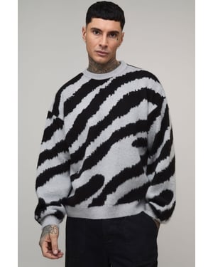 Tall Boxy Oversized Brushed Animal Knitted Jumper