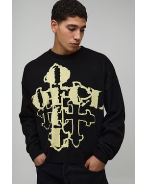 Relaxed Boxy Gothic Jacquard Knitted Jumper