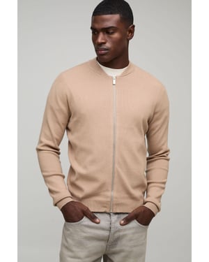 Regular Fit Smart Knitted Bomber Jacket