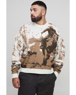 Plus Western Jacquard Oversized Jumper