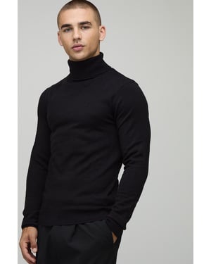 Muscle Fit Roll Neck Knitted Jumper