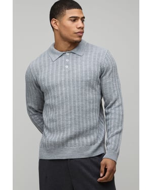 Boxy Fit Ribbed Knitted Polo