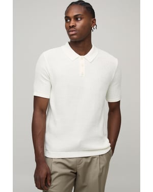 Regular Fit Button Neck Waffle Knitted Polo