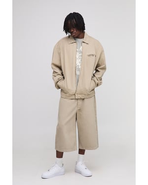 Tall Oversized Boxy Washed Zip Up Denim Overshirt