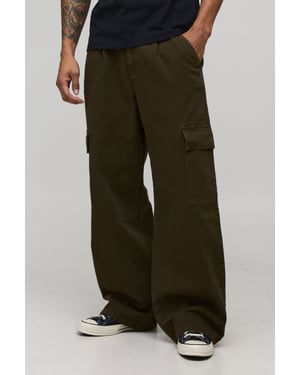 Wide Fit Half & Half Waistband Cargo Pocket Washed Twill Trouser