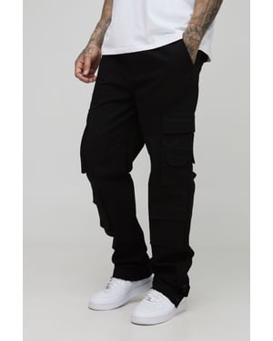 Tall Relaxed Washed Raw Popper Hem Cargo Trousers