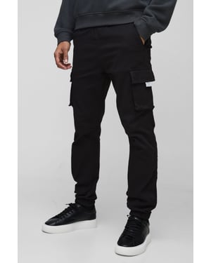 Slim Fit Elasticated Waist Woven Tab Cuffed Cargo Trousers