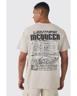 Oversized Disney Cars Wash License Print T-shirt
