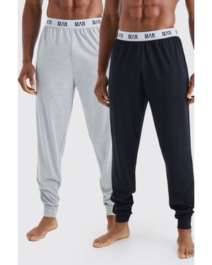 2 Pack Man Lounge Cuffed Jogger in Grey & Black