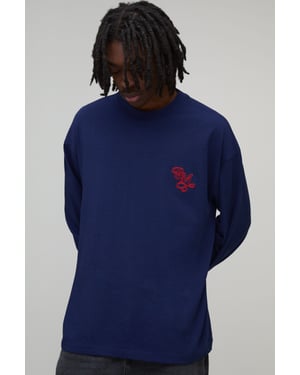 Oversized Heavyweight BM Embroidered Long Flute Sleeve T-Shirt