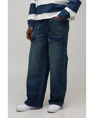 Wide Leg Panelled Moto Embossed Jeans