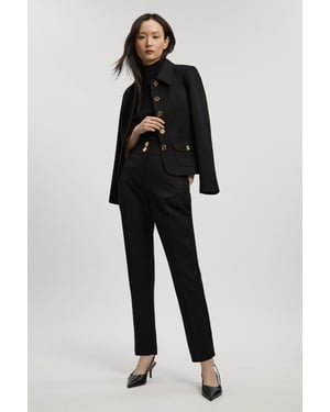 Textured Compact Stretch Tailored Straight Leg Trouser